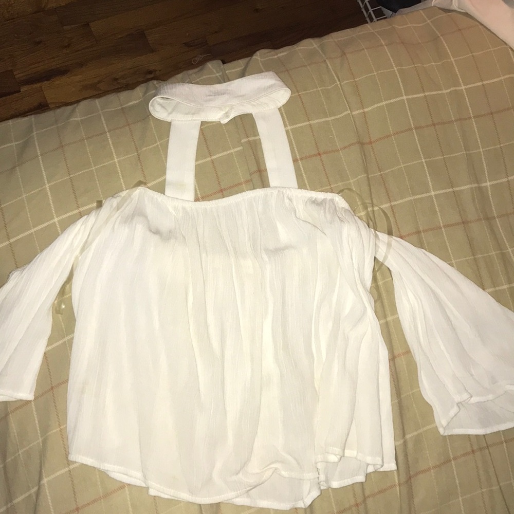 White choker off the shoulder top